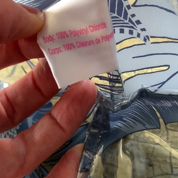 PINK VICTORIAS SECRET Summer Blue Tropical Floral PVC Tote Bag - Picture 10 of 16